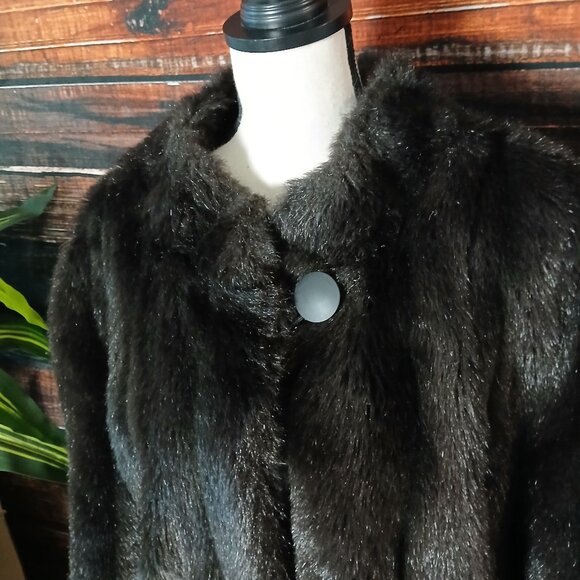 Monterey Fashions Vintage 80s Faux Fur Coat 20W Plush Mob Wife Brown USA Made - Picture 4 of 13
